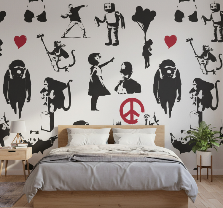 Tapeta do sypialni w zabawne wzory postaci - TenStickers