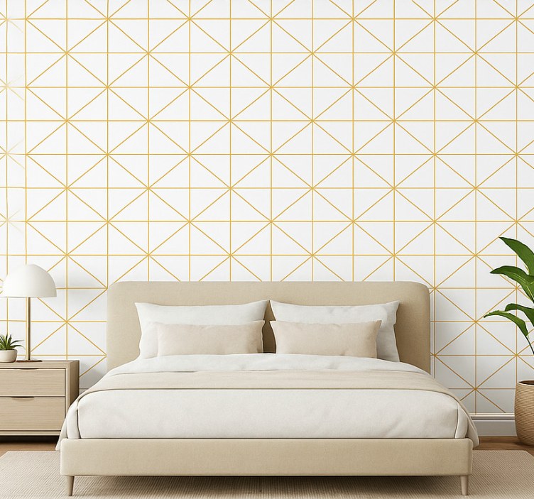 Tapeta do sypialni złota geometria - TenStickers