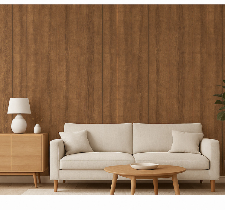 Tapeta drewno deski orzechowe w stylu rustykalnym - TenStickers