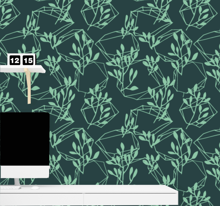 Tapeta geometrczyna geometryczny wzór liści - TenStickers