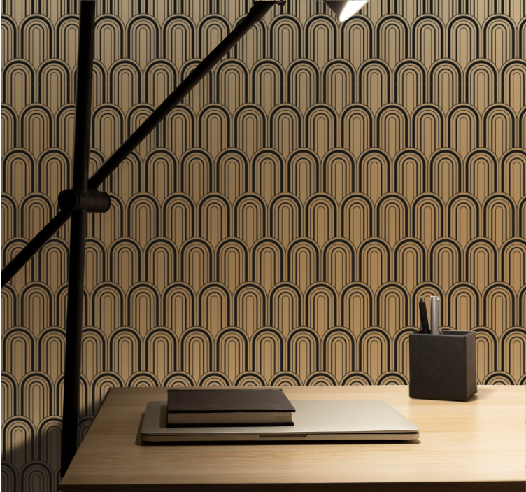 Tapeta geometrczyna wzór łuków brązowych - TenStickers