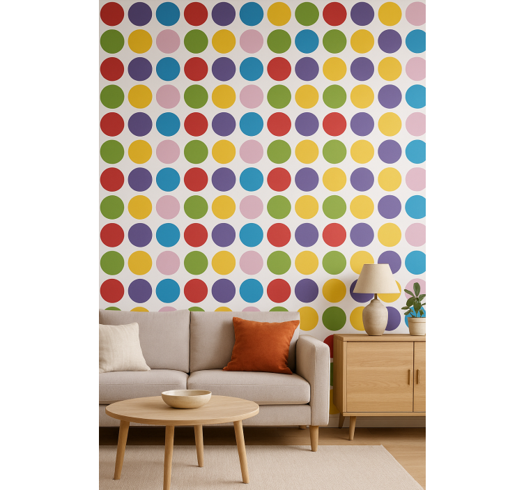 Tapeta geometryczna w proste, kolorowe kółka - TenStickers