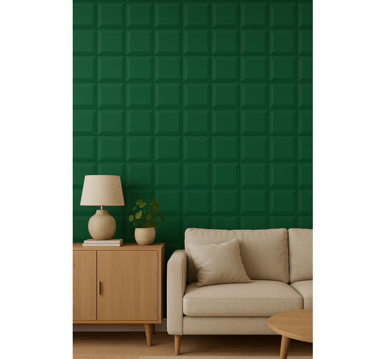 Tapeta geometryczna 3d zielone kwadraty - TenStickers
