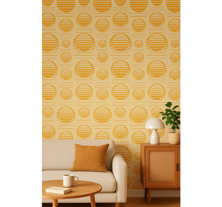 Tapeta geometryczna retro pomarańczowe słońca - TenStickers