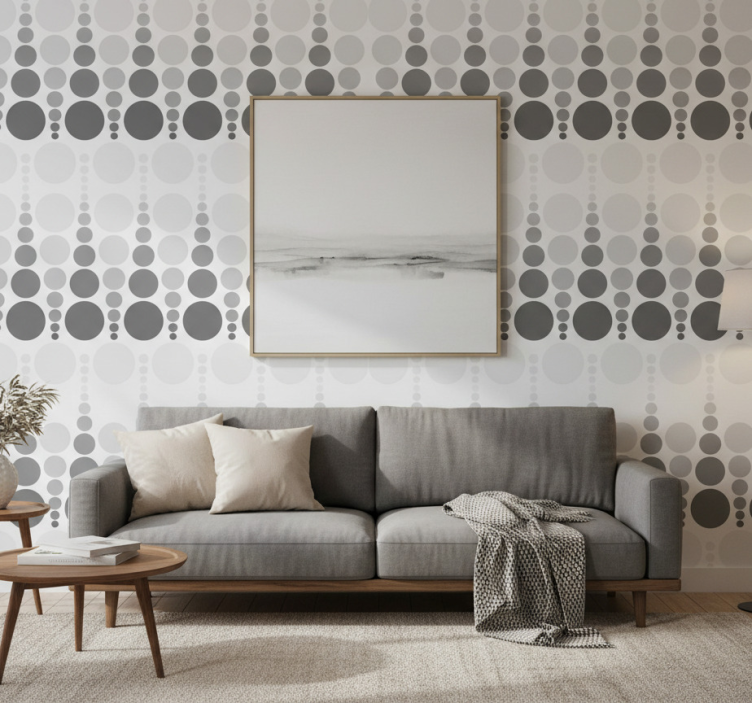 Tapeta geometryczna okręgi w odcieniach szarości - TenStickers