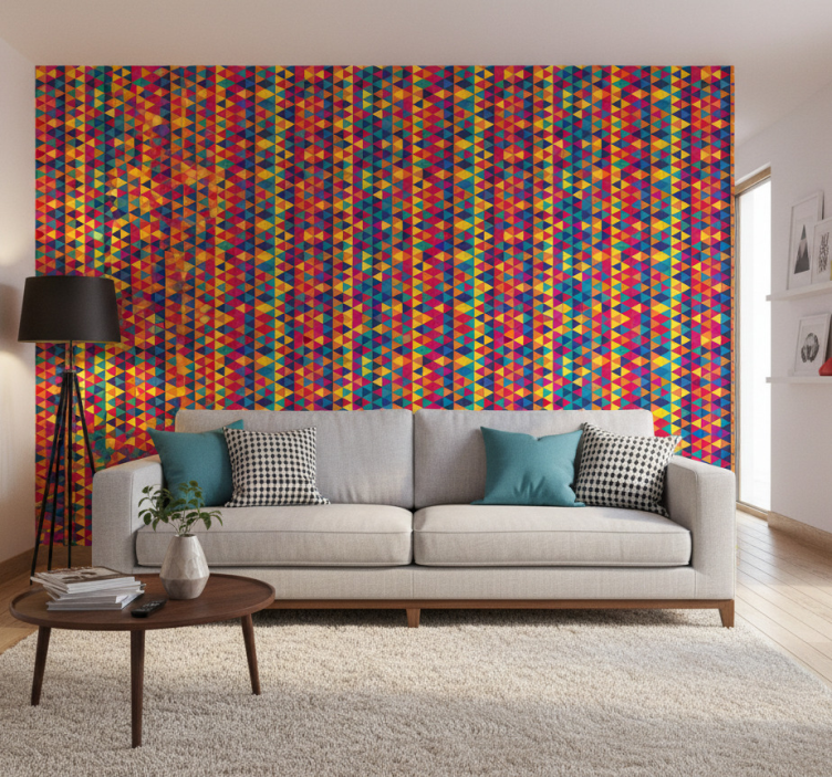 Tapeta geometryczna w kolorowe trójkąty - TenStickers