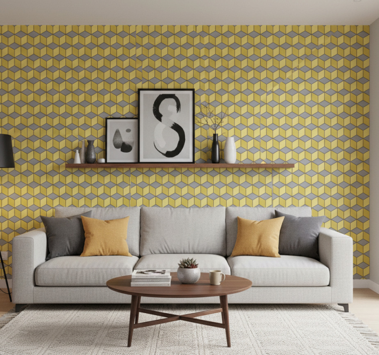 Tapeta geometryczna w kwadraty pantone - TenStickers