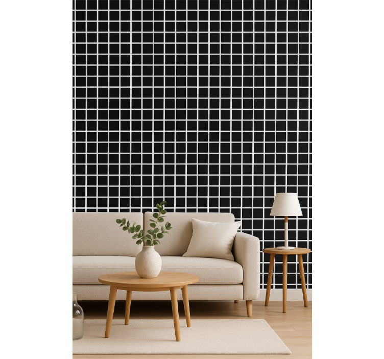 Tapeta geometryczna w szaro-skalowych kwadratach - TenStickers