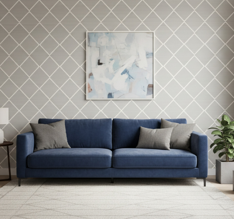 Tapeta geometryczna w szarym wzór diamentów - TenStickers