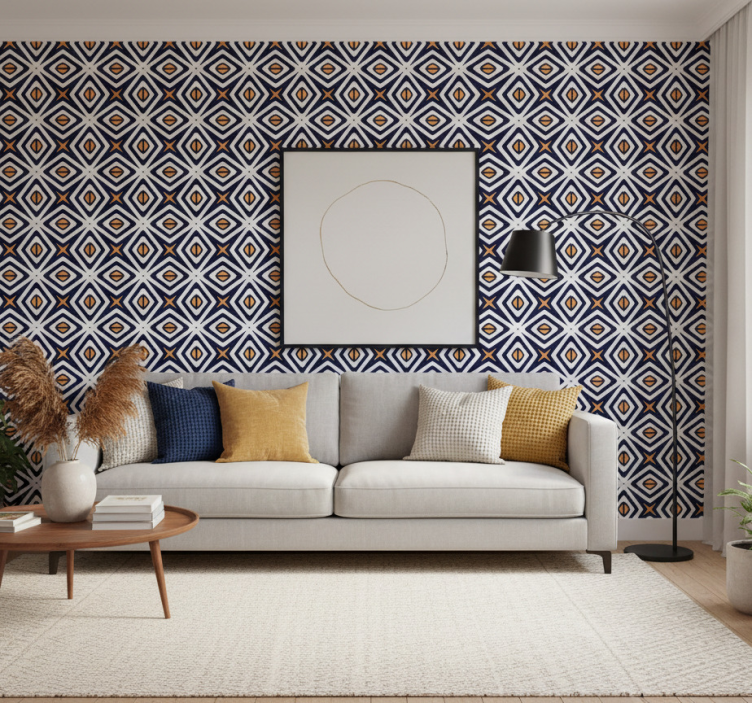 Tapeta geometryczna w wzór diamentowy - TenStickers