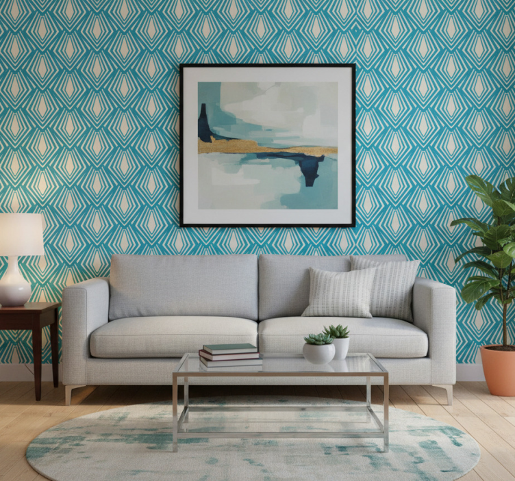 Tapeta geometryczna w wzór diamentowy - TenStickers