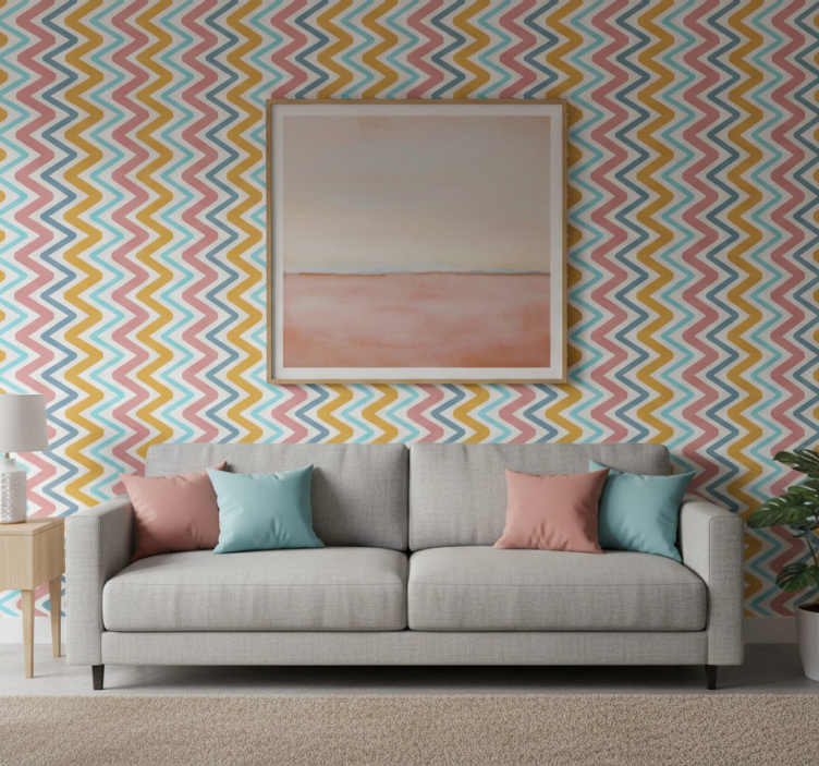 Tapeta geometryczna w żywych zygzakach - TenStickers