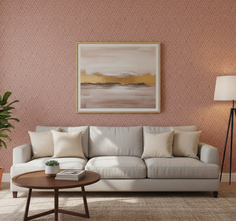 Tapeta geometryczna z eleganckim brązowym akcentem - TenStickers