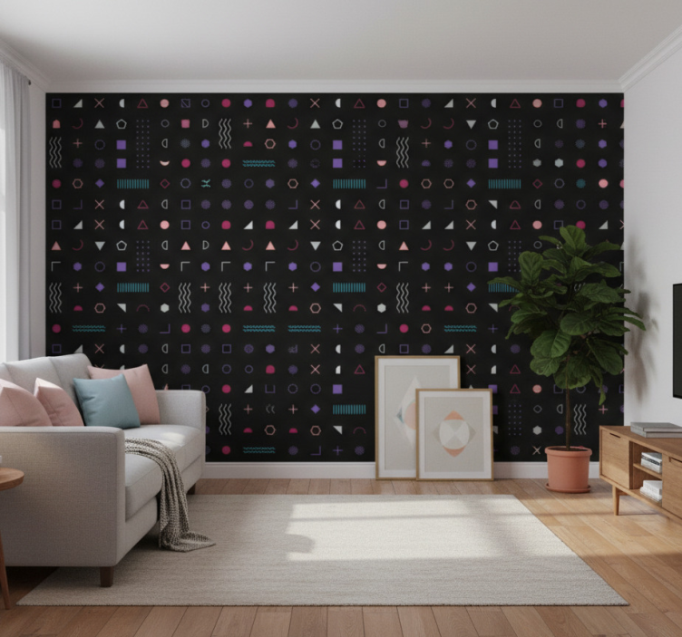 Tapeta geometryczna z zabawnymi kształtami - TenStickers