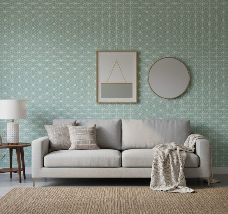 Tapeta geometryczna zielony wybuch gwiazd - TenStickers