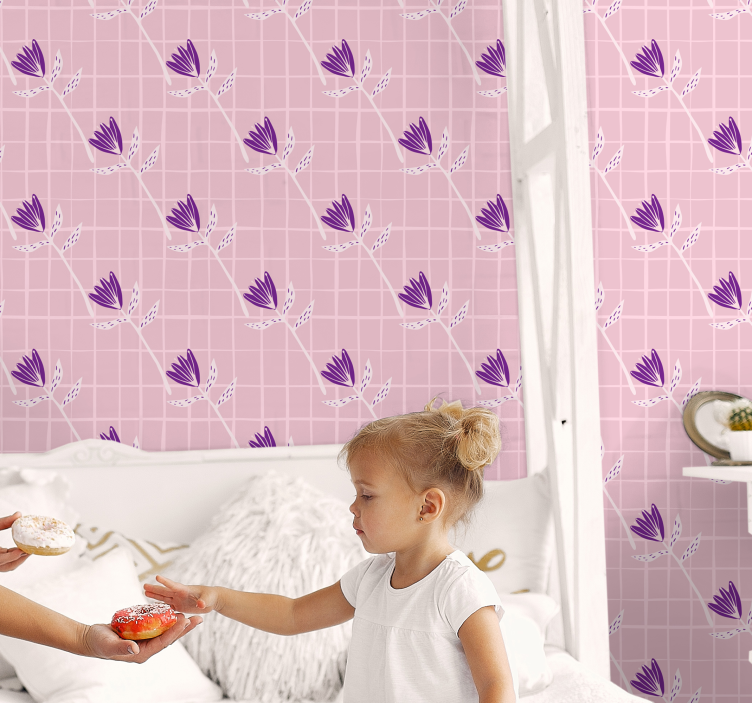 Tapeta geometrczyna geometryczny kwiatowy wzór - TenStickers