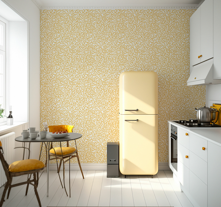 Tapeta kwiaty z ozdobnymi zdobieniami - TenStickers