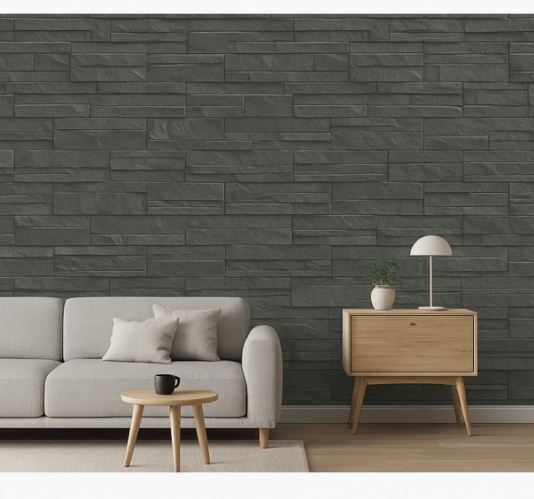 Tapeta kamienie kamień łupkowy w kolorze węgla - TenStickers