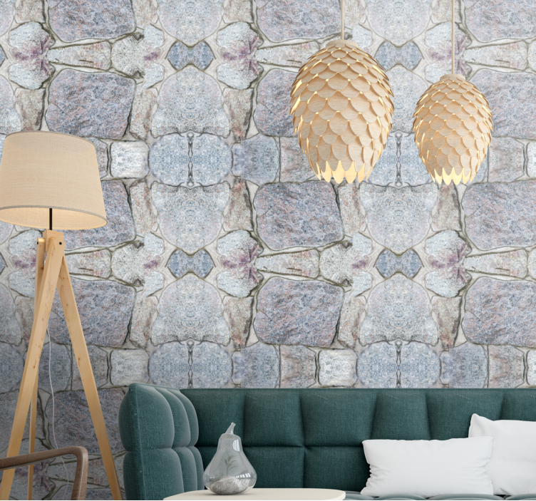 Tapeta do salonu realistyczny rustykalny wzór kamienia - TenStickers