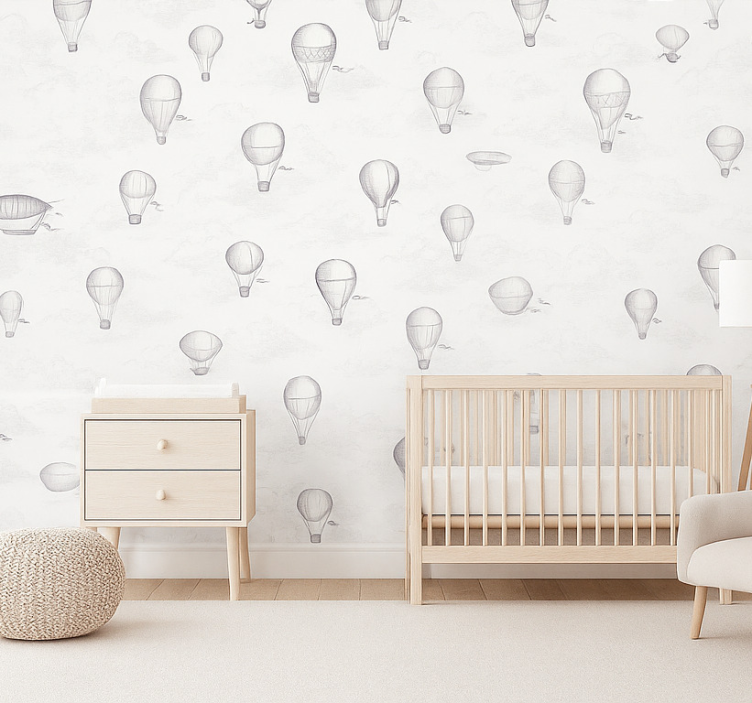 Tapeta klasyczna niebieskie niebo i balony powietrzne - TenStickers