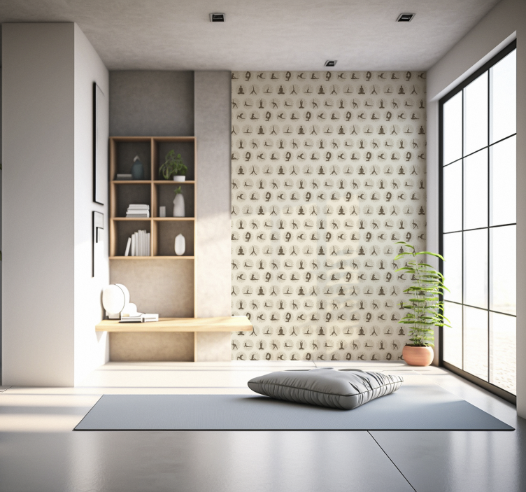 Tapeta w kółka Brązowe ikony jogi - TenStickers