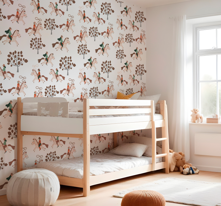 Tapeta konie jazda konna w lesie - TenStickers