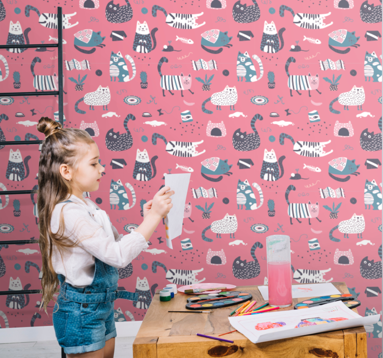 Tapeta koty ilustracja zabawnych kotów - TenStickers