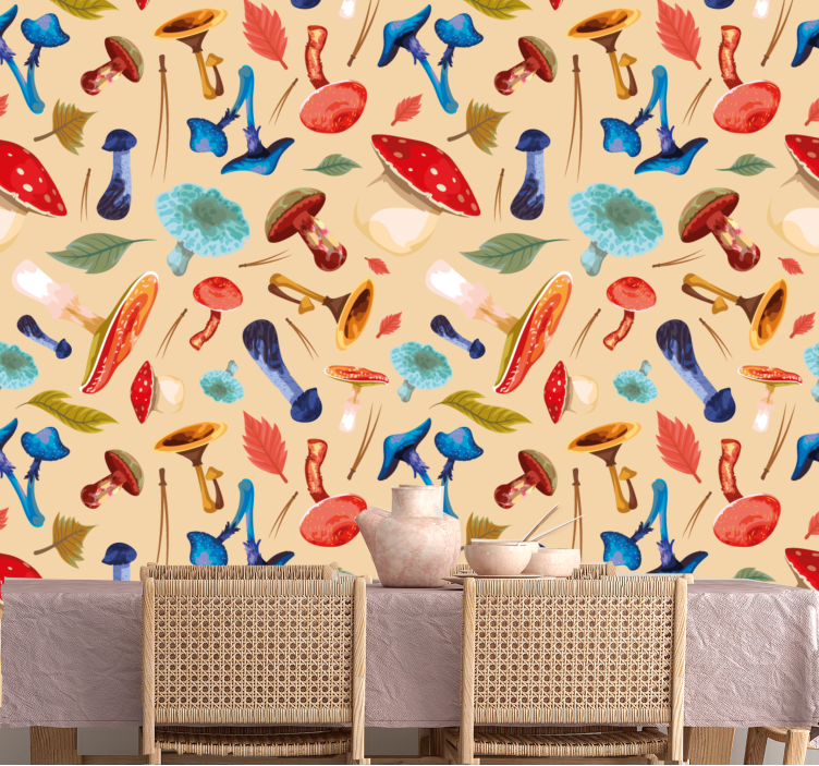 Tapeta do kuchni Zestaw kolorowych grzybów - TenStickers