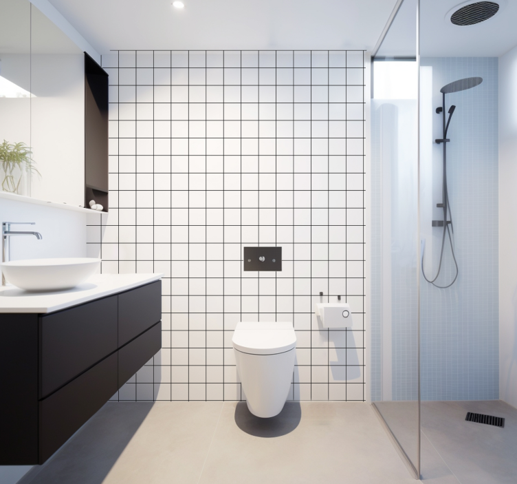 Tapeta kwadraty czarno-białe cienkie linie - TenStickers