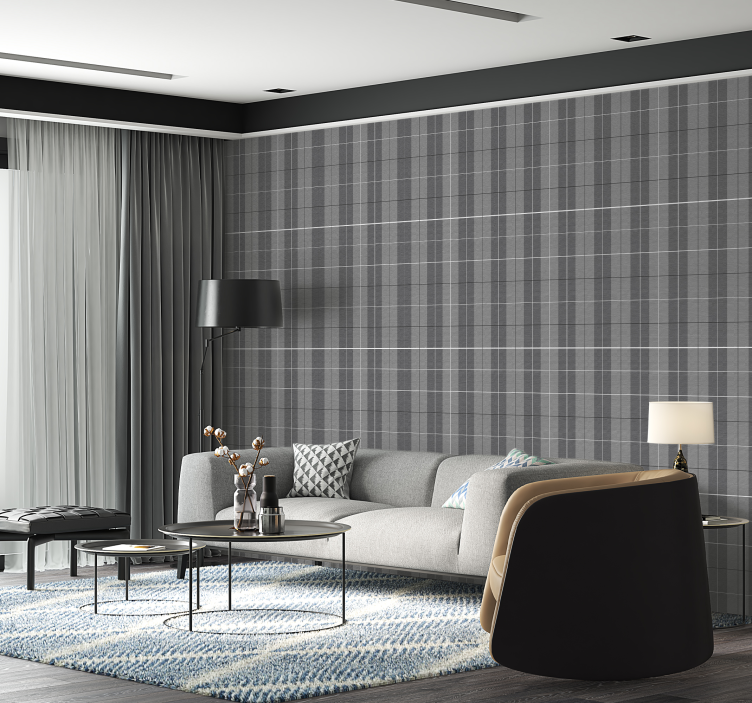 Tapeta kwadraty szary szkocki wzór - TenStickers