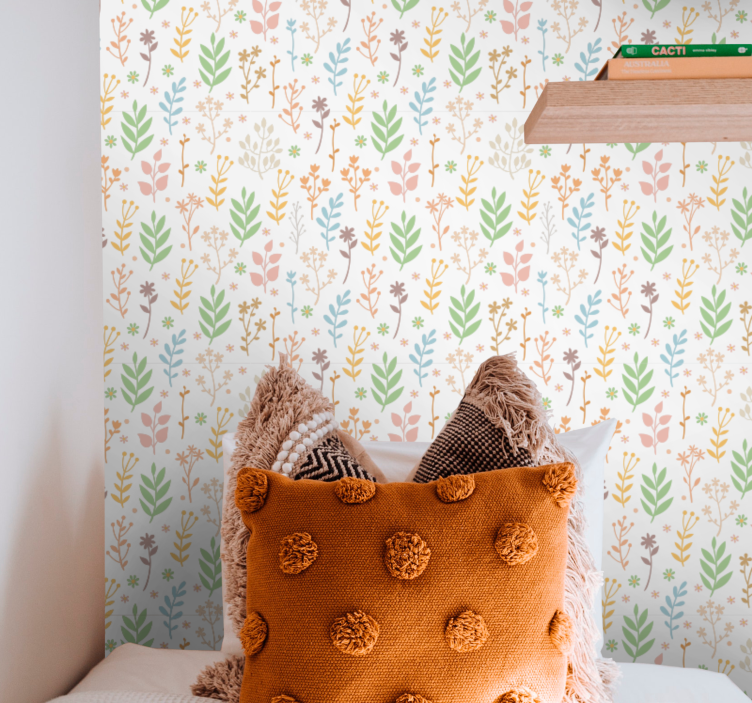 Tapeta kwiaty akcenty zieleni kwiatowej - TenStickers