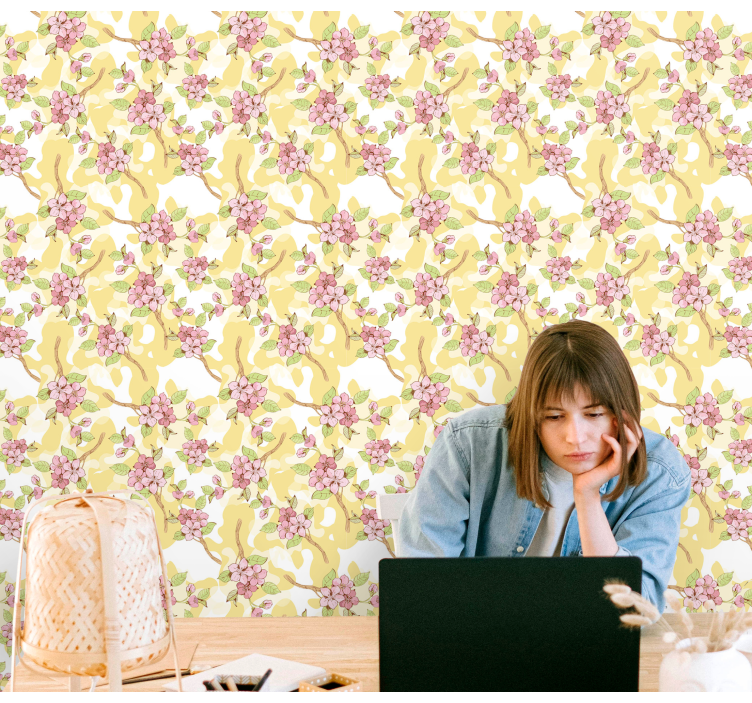 Tapeta kwiaty kaskada kwiatowa - TenStickers