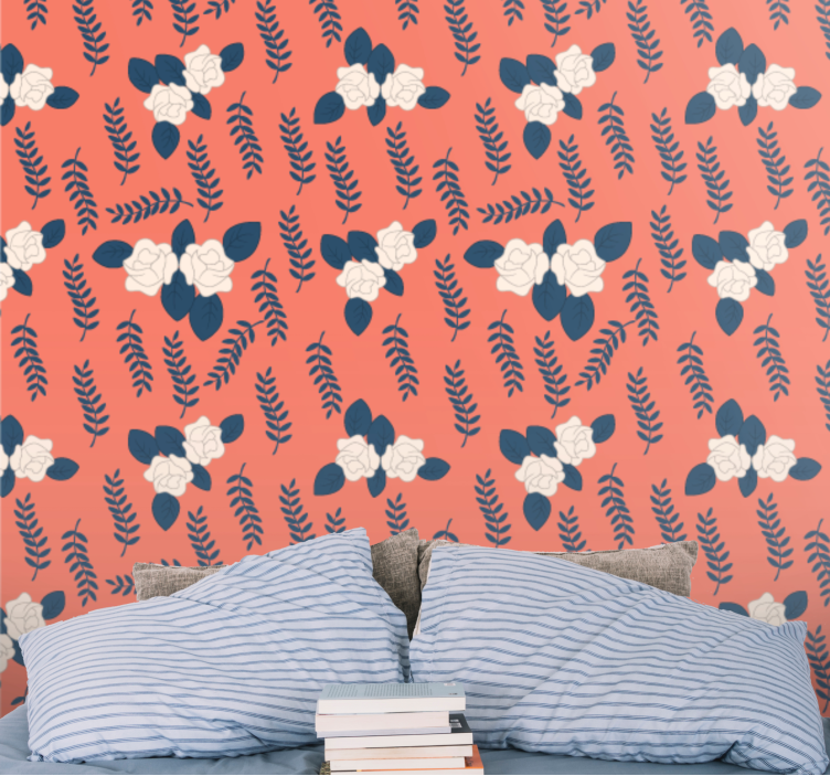 Tapeta kwiaty kompozycja z czerwonych paproci - TenStickers