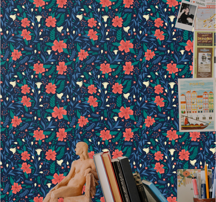 Tapeta kwiaty kwiatowy nadruk botaniczny - TenStickers