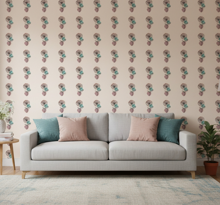 Tapeta kwiaty kwiaty stokrotki w stylu linii - TenStickers