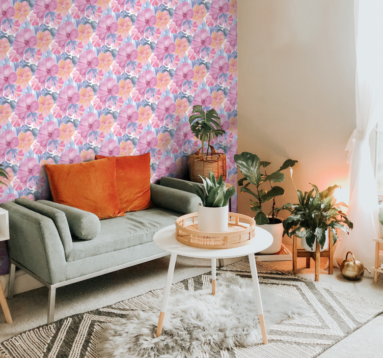 Tapeta w kwiaty Malwa akwarela - TenStickers