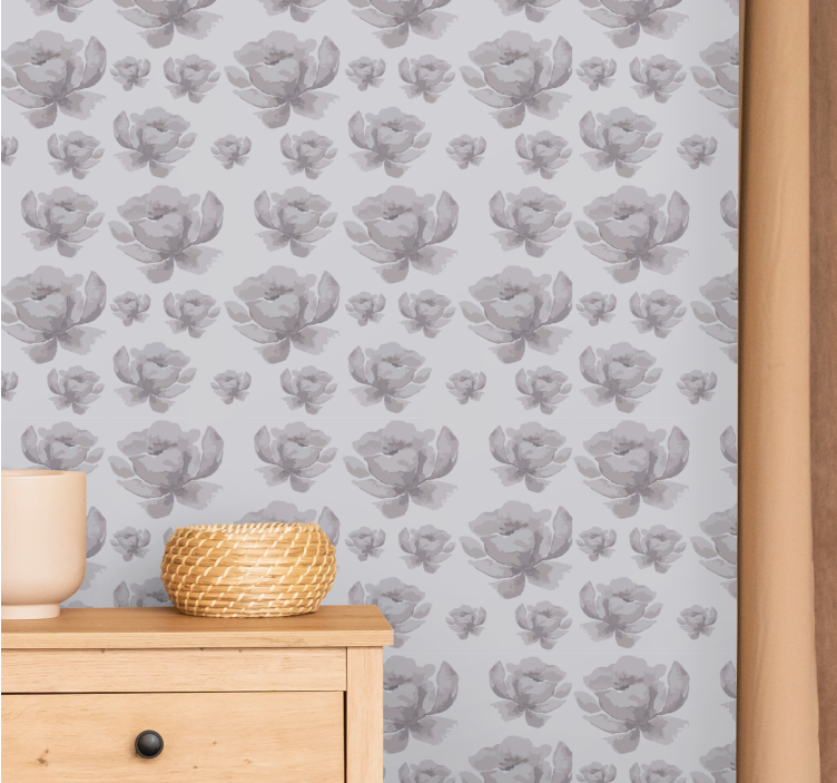 Tapeta kwiaty monochromatyczne kwiaty - TenStickers