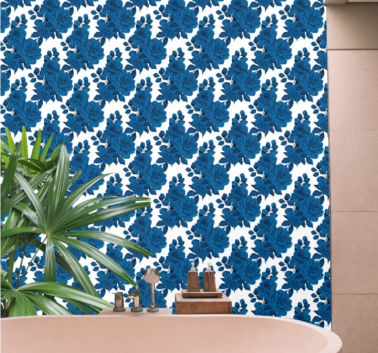 Tapeta kwiaty niebieski kwiat róży - TenStickers