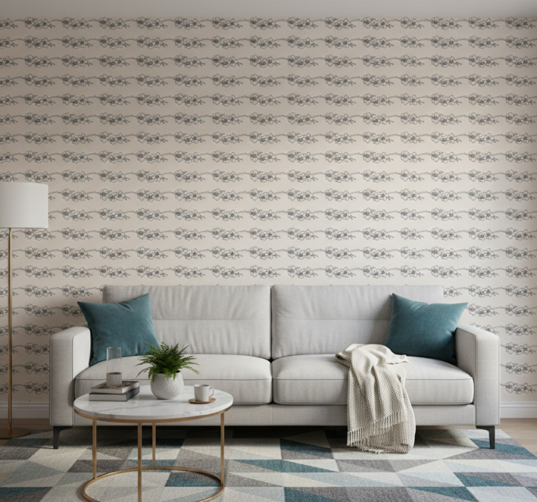 Tapeta kwiaty orchidee w stylu linii natury - TenStickers