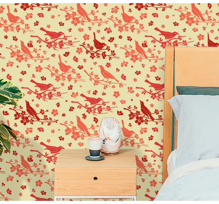 Tapeta kwiaty ozdobna woliera - TenStickers