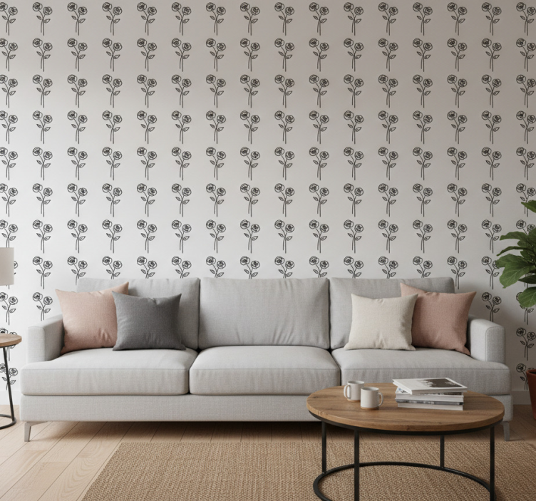 Tapeta kwiaty para róż minimalistyczny design - TenStickers