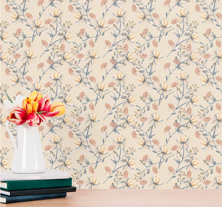 Tapeta kwiaty piękny kwiatowy wzór - TenStickers