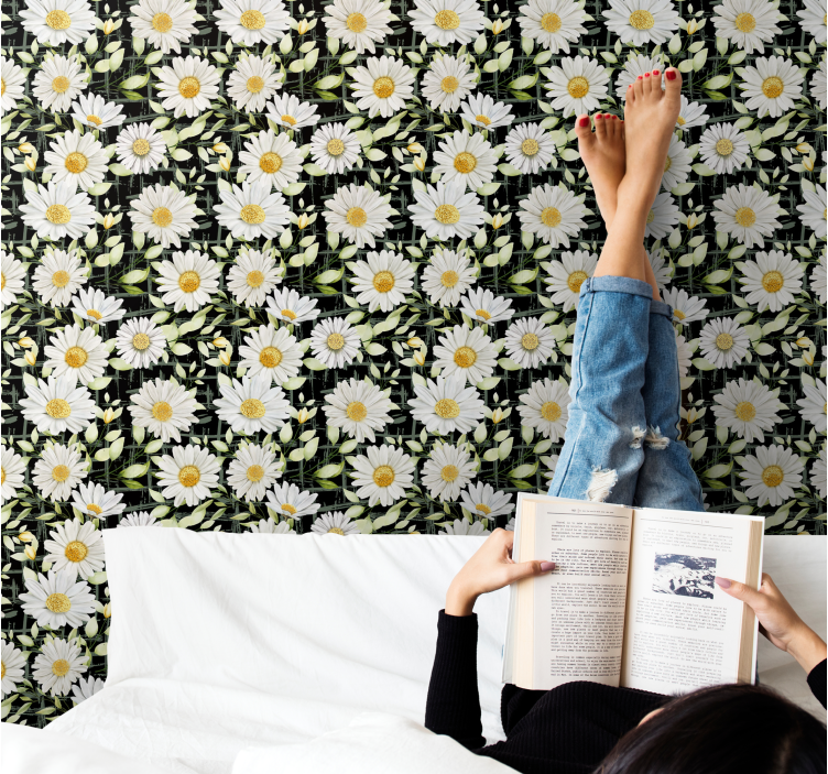 Tapeta kwiaty pokaz kwiatów stokrotki - TenStickers