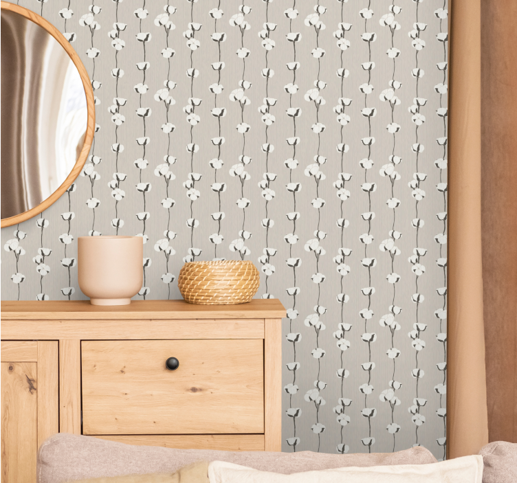 Tapeta kwiaty szlak bawełnianych kwiatów - TenStickers