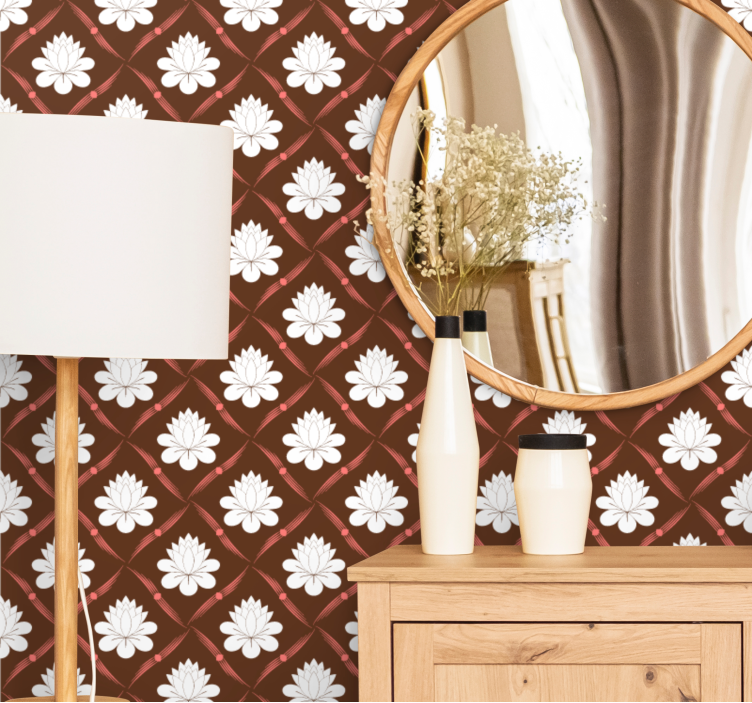 Tapeta kwiaty projekt wzoru lotosu - TenStickers