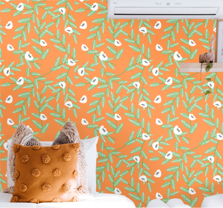 Tapeta kwiaty skład botaniczny liści - TenStickers