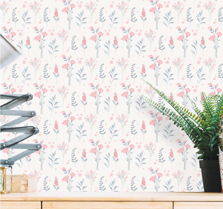 Tapeta kwiaty styl ogrodu kwiatowego - TenStickers