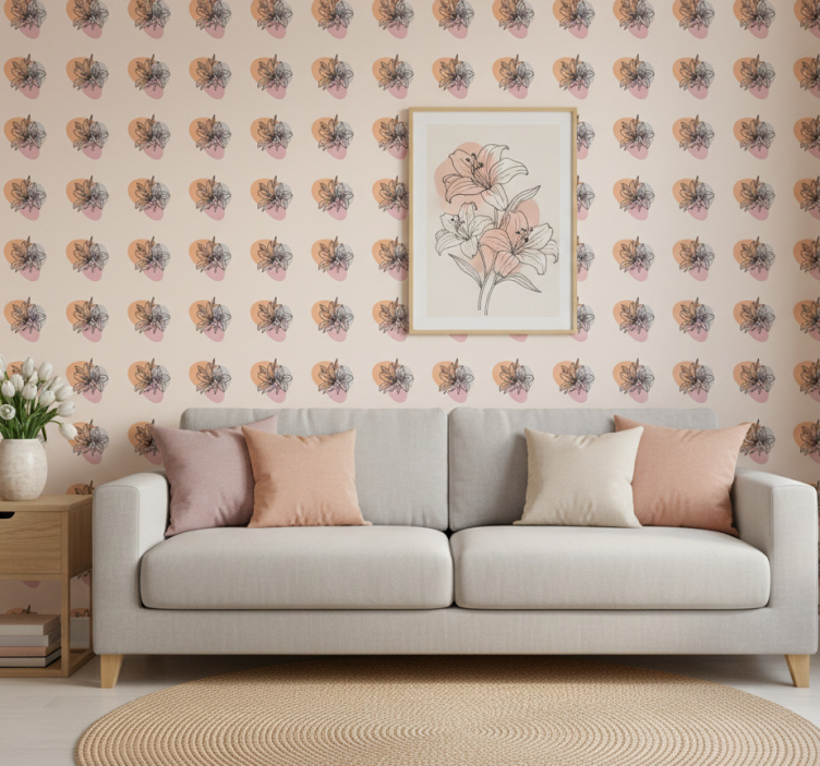 Tapeta kwiaty urocza para minimalistyczny wzór - TenStickers