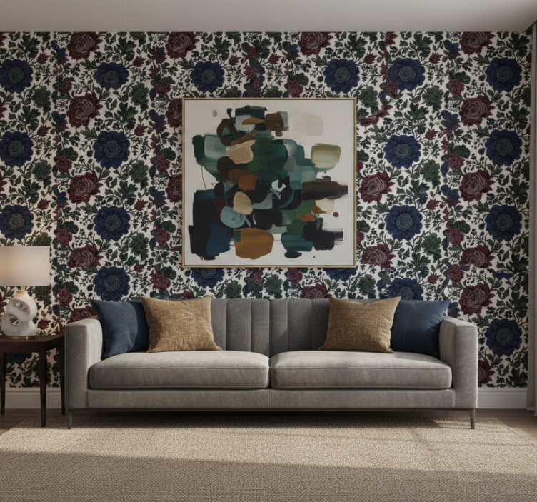 Tapeta kwiaty w ciemnych, nastrojowych odcieniach - TenStickers