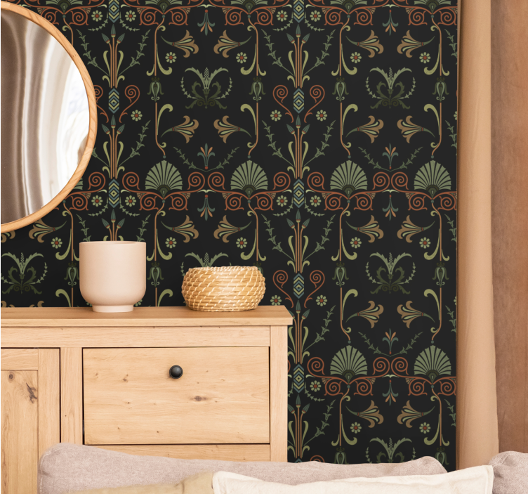 Tapeta kwiaty w elegancki wzór botaniczny - TenStickers